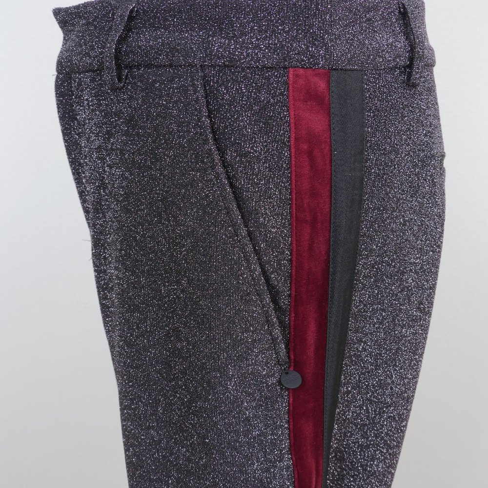 Scotch & Soda Black Red Wine Side Stripe Metallic Glitter Low Rise Size SZ Pant - Picture 14 of 16